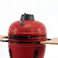 Barbecue au charbon de bois en céramique Kamado de 18 pouces, barbecue rond pour la cuisson en plein air avec tables latérales en bambou