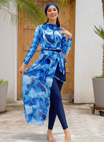 Nouveauté 4 pièces Burkini Femme Manches longues Couverture intégrale Maillot de bain musulman Maillot de bain Burkini Ensemble Couverture intégrale Maillot de bain