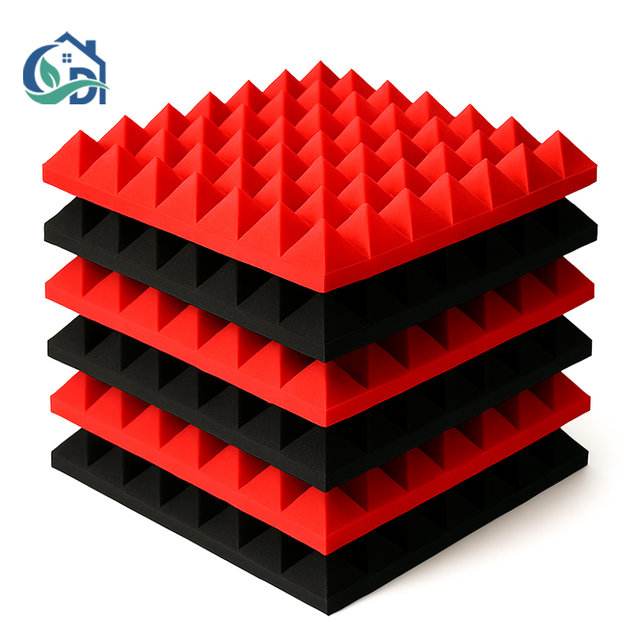 High-Density Acoustic Panels Red Black | Soundproof Wall Foam Tiles for Studio & Home Theater