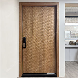 Pintu keamanan Pivot pintu masuk kayu Walnut rencana Vila Kanada penampilan halus 3D mewah terjual untuk eksterior rumah - Product Image 2