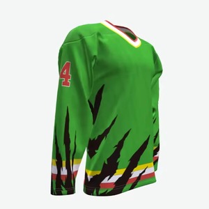 เสื้อฮอกกี้น้ำแข็งแบบซับลิเมชั่นสั่งทำพิเศษสำหรับผู้ชาย แขนยาว สีเขียว ดำ แดง เหลือง คอวี ระบายอากาศได้ดี ผลิตจากโพลีเอสเตอร์ 100% ทรงปกติ - Product Image 3