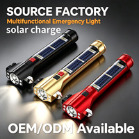 Lampe torche d'urgence multifonctionnelle rechargeable à l'énergie solaire, brise-vitre magnétique, sirène d'alarme, torche LED de sécurité automobile, vente en gros