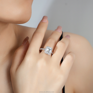 925 in Sterling Sliver 1ct 2 Ct Moissanite diamante da donna matrimonio Moissanite gioielli con diamanti anello di fidanzamento - Product Image 1