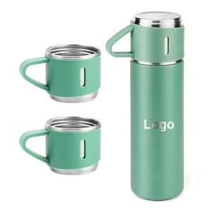 Thermos becher Edelstahl 500ml Corporate Business Vakuum thermos Set Eine Tasse Geschenk box mit zwei Deckeln Thermoskannen mit 2 Tassen