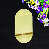 Personalizado troquelado forma oro espejo acrílico cena Bar menú tarjeta grabado para fiesta de boda