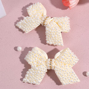 กิ๊บติดผมไข่มุกทำมือ2ชิ้นกิ๊บติดโบว์เครื่องประดับผมสำหรับเด็กผู้หญิง - Product Image 1