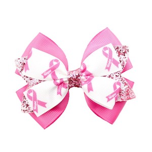 Noeuds de soutien pour la sensibilisation au cancer du sein pour filles, nœuds de cheveux en ruban rose anticancer, accessoires pour cheveux d'enfants pour la Journée internationale contre le SIDA - Product Image 3