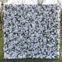 Toile de fond de taille personnalisée enroulable de mur de fleurs artificielles pour la décoration de scène de mariage