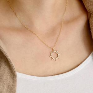 Nuovo Arrivo CZ Della <span class=keywords><strong>Collana</strong></span> Del Fiore 14k <span class=keywords><strong>Oro</strong></span> <span class=keywords><strong>Collana</strong></span> di Fascino Della Ragazza delle Donne di Diamante <span class=keywords><strong>Collana</strong></span> di semi di Girasole - Product Image 3