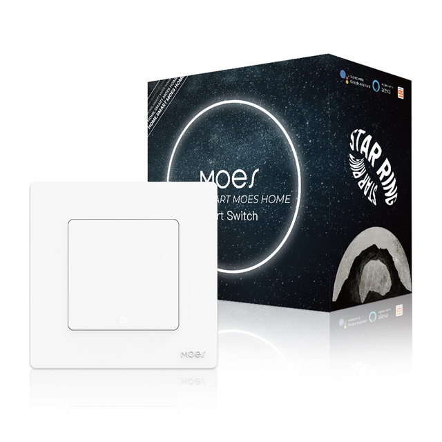 MOES Tuya Star Ring Zigbee Smart 1/2/3 Gang Switch Push Button Light Switch Optional Neutral Connecting Wireless Alexa google