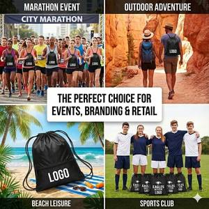 Sacs à dos à cordon en Polyester à fermeture éclair de haute qualité avec texture sac à cordes étanche pour sac à dos en Polyester pour sport de sport - Product Image 4