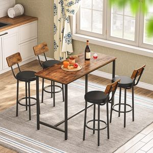 Table de pub rectangulaire en bois SENYU Antique 120 cm, design industriel, table à manger vintage pour la maison, bar, salle à manger, matériau en panneau de bois - Product Image 3