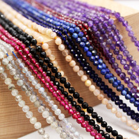 Perles en pierre naturelle de haute qualité YWJC, perles rondes facettées de 3 mm, perles en pierre naturelle en vrac pour la fabrication de bijoux