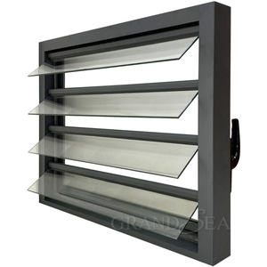 Fenêtre à persiennes en aluminium à lames réglables en verre trempé résistant aux ouragans avec moustiquaire - Product Image 1