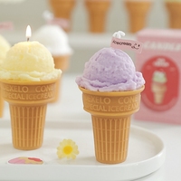 Velas Personalizadas de Lujo con Aroma, Diseño Adorable de Cono de Helado en Tonos Pastel, Velas con Forma de Helado para Tiendas de Regalos