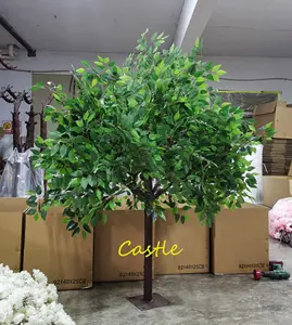 O-T016 High Quality Indoor Outdoor Decoration Simulation Green Plant Artificial Tree Plastic Fake Flower Artificial Banyan Tree