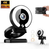 Mini Cámara Full HD con Luz de Relleno para Laptop, PC, Computadora, Cámara de Transmisión en Vivo, Cámara de Video con Micrófono