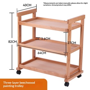 Chariot de peinture portable en bois de hêtre à trois-quatre niveaux, chariot professionnel pour outils de peinture à l'huile, chariot mobile en bois massif pour <span class=keywords><strong>artiste</strong></span> - Product Image 4