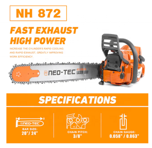 Motosierra NEOTEC OEM ODM 372xp de 72cc, Motor de Gasolina de 2 Tiempos, Máquina Cortadora de Madera NH872, Motosierra 372Xp NH87 - Product Image 6