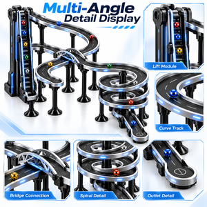 Piste de course à billes LED avec pont arqué, piste surélevée multi-niveaux, logo personnalisé, thème, piste de course à billes électrique - Product Image 5