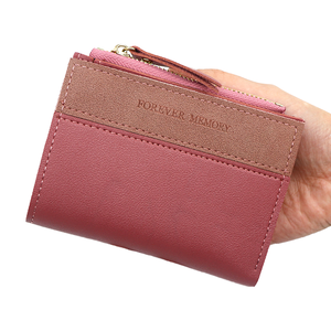 Portefeuille court personnalisé pour femme, couleur unie, étanche, avec porte-monnaie et pince à billets, en PU avec doublure en polyester - Product Image 1