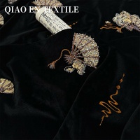 Tissu brodé en velours élastique lourd avec perles 3D, tube, brocart, robe, cheongsam, accessoires de costume de danse