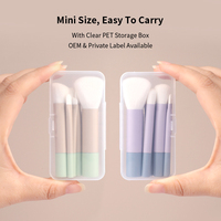 Ensemble de 6 mini-pinceaux de maquillage avec étui, poils synthétiques, pinceaux cosmétiques portables pour le fond de teint et la poudre, OEM ODM