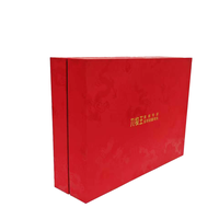 Boîtes cadeaux en carton de luxe personnalisées avec revêtement UV rouge, avec couvercle, logo estampé à chaud avec traitement de surface texturé
