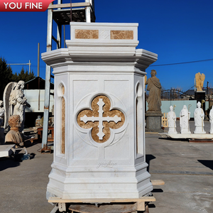 Púlpito de Iglesia YOUFINE Tallado a Mano en Mármol Blanco con Cuatro Esculturas de los <span class=keywords><strong>Evangelistas</strong></span> para Uso Religioso - Product Image 6