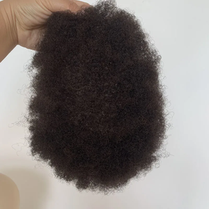 Toupee de Encaje Completo con Cabello Afro Rizado de 6 mm # Unidad Capilar India Popular de Color 1B para Hombres, Transpirable - Product Image 1