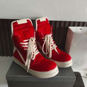 Chaussures de luxe Owens 2026, qualité supérieure, chaussures basses pour homme, baskets pour femme, lacets rouges, cuir de designer, semelle épaisse, chaussures plates décontractées, chaussures Rickks - Product Image 1