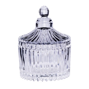 <span class=keywords><strong>Prix</strong></span> de gros des ventes directes d'usine du pot de bonbons en verre cristal transparent rétro exquis et des tasses avec couvercle - Product Image 1