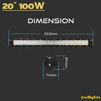 Feu arrière LED jaune, 1 rangée, 20 pouces, accessoires pour camion, décoration de voiture, pour brouillard, pluie et neige, vente en gros, expédition en chine