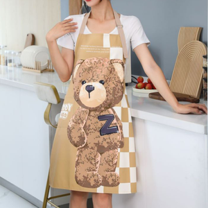 KEFEI impermeable a prueba de aceite oso de peluche babero sin mangas poliéster delantal barbacoa cocina con bolsillos para hombres y mujeres - Product Image 3