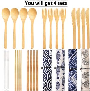 Ensemble de couverts en bambou réutilisables, vente en gros, couverts de voyage en bambou - Product Image 6