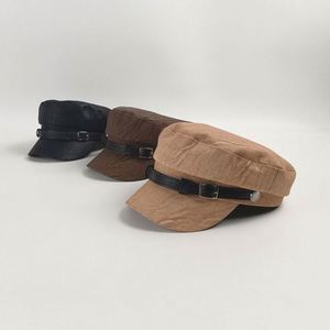 Nuevo Sombrero de Capitán Plano con Hebilla de Cuero PU Estilo Vintage Otoño 2024, Sombrero de Boina Casual para Mujer - Product Image 1