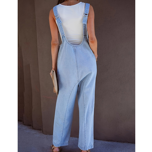 Proveedor de China Super Skinny Denim Romper Mujeres Overoles Mujeres \ 'S Zaras Jeans Monos sólidos - Product Image 1