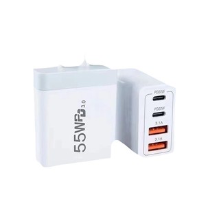 Chargeur double PD 55W 2A2C à charge rapide pour ordinateur portable blanc - Product Image 5