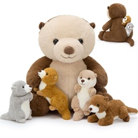 Peluche douce d'otère de mer avec bébés à l'intérieur, jouet en peluche pour enfants et animaux marins