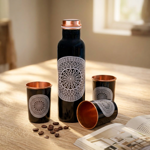 Designer Copper <b>Bottle</b> Meena Artwork Copper Ayurvedic <b>Bottle</b> with Mandala Print Pure Copper <b>Water</b> <b>Bottle</b> 1L Mandala Design - Product Image 1