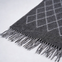 Bufanda Reversible de Lana de Cordero y Alpaca (30% Alpaca, 70% Lana de Cordero) con Diseño de Diamantes Argyle, 45*190cm, 17.7*74.8 pulgadas, 230g, Vintage, Elegante, Ultrasuave, Personalizable