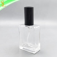 Flacon vaporisateur de parfum rechargeable vide à col à vis 15ml flacon de parfum en verre rectangulaire transparent avec bouchon de pulvérisation en or noir