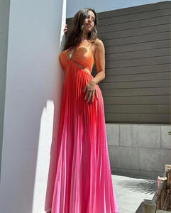 Vestido Largo Plisado Degradado de Verano 2026 <span class=keywords><strong>para</strong></span> Mujer, Vestido Sexy sin Tirantes con Aberturas, Vestido de <span class=keywords><strong>Playa</strong></span> sin Espalda <span class=keywords><strong>para</strong></span> Vacaciones de Primavera - Product Image 4