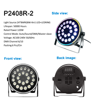Projecteur PAR 24x8W RGBW 4-en-1 LED + LED RING pour scène, bar, fête, discothèque