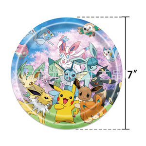 Ensemble de fournitures pour fête sur le thème de Pikachu, assiettes en papier, serviettes, gobelets, vaisselle, décoration d'anniversaire pour enfants, 60-80 pièces, impression numérique ronde - Product Image 4