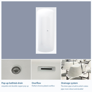 Bañera Integrada de Acrílico de Alto Brillo, Estilo Moderno con Esquinas Redondeadas, Diseño Ergonómico, Bañera Profunda - Product Image 2