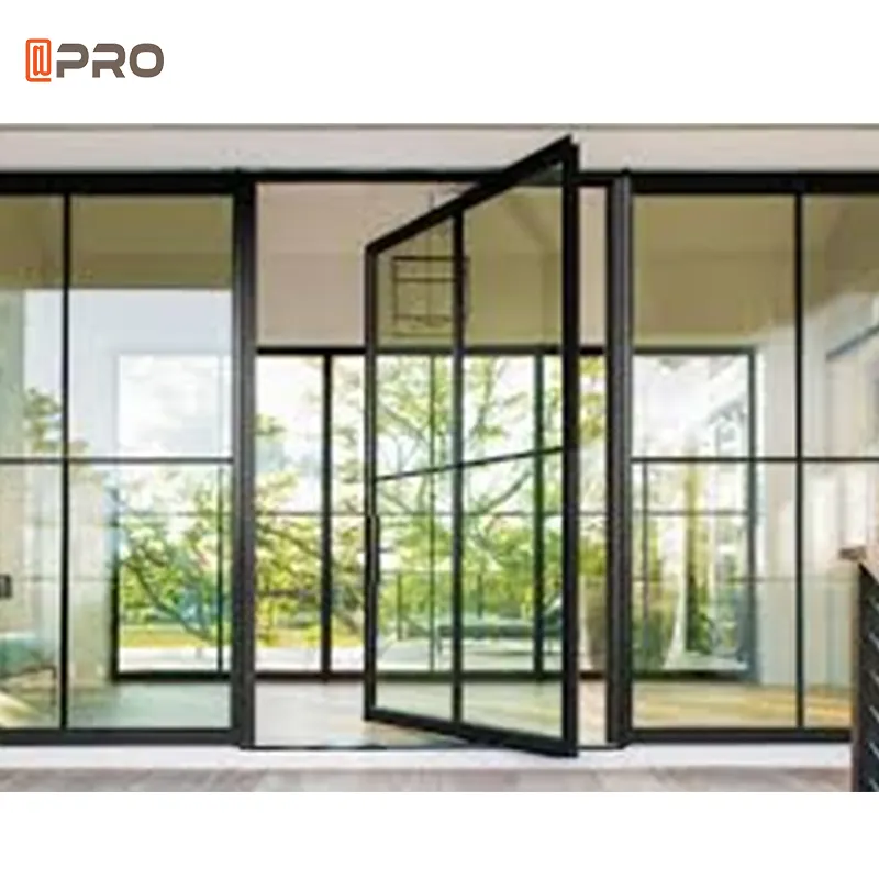 Latest Factory front door designs main entrance floor aluminum center pivot glass door pivot hinge frameless PIVOT DOOR