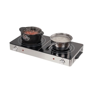 Placa Calefactora Eléctrica Portátil de Acero Inoxidable de Dos Quemadores con Control de Temperatura para Uso Doméstico Moderno - Product Image 1