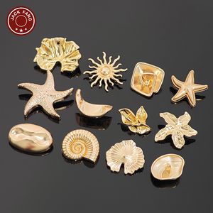 Botones Metálicos con Vástago de Fábrica, Botones Personalizados con Formas Irregulares de Concha, Logotipo Grabado, Botones de Concha, Sol y Estrella de Mar para Accesorios de Prendas - Product Image 2