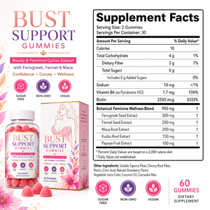 Gummies de soutien pour la poitrine à la biotine 2500mcg avec formule végétale 950mg pour la croissance des <span class=keywords><strong>cheveux</strong></span>, des <span class=keywords><strong>ongles</strong></span> <span class=keywords><strong>et</strong></span> des courbes, végétaliennes - Product Image 6